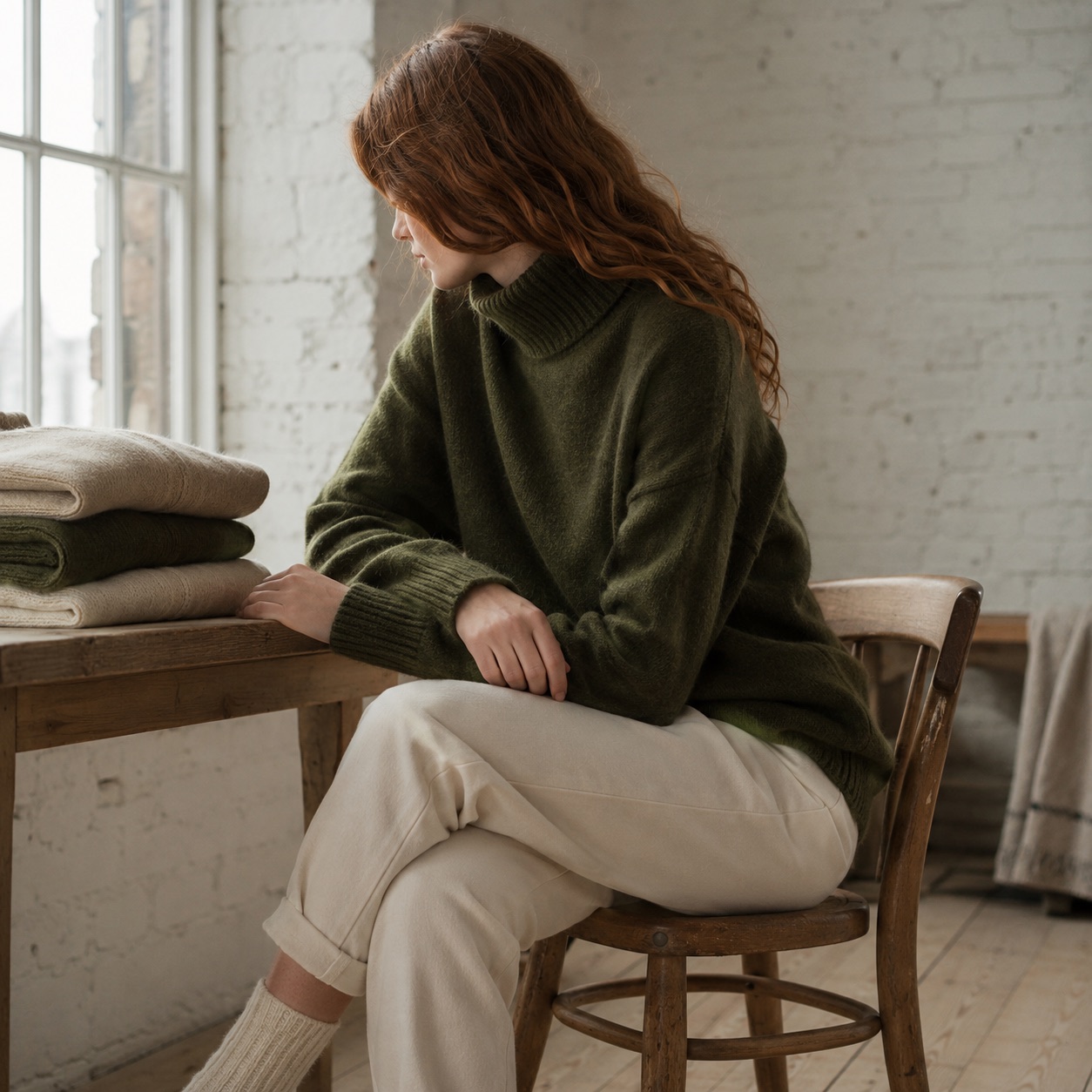 Sedge Roll Neck Jumper Sedge Roll Neck Jumper — WOOL BARN knitwear, product photograph