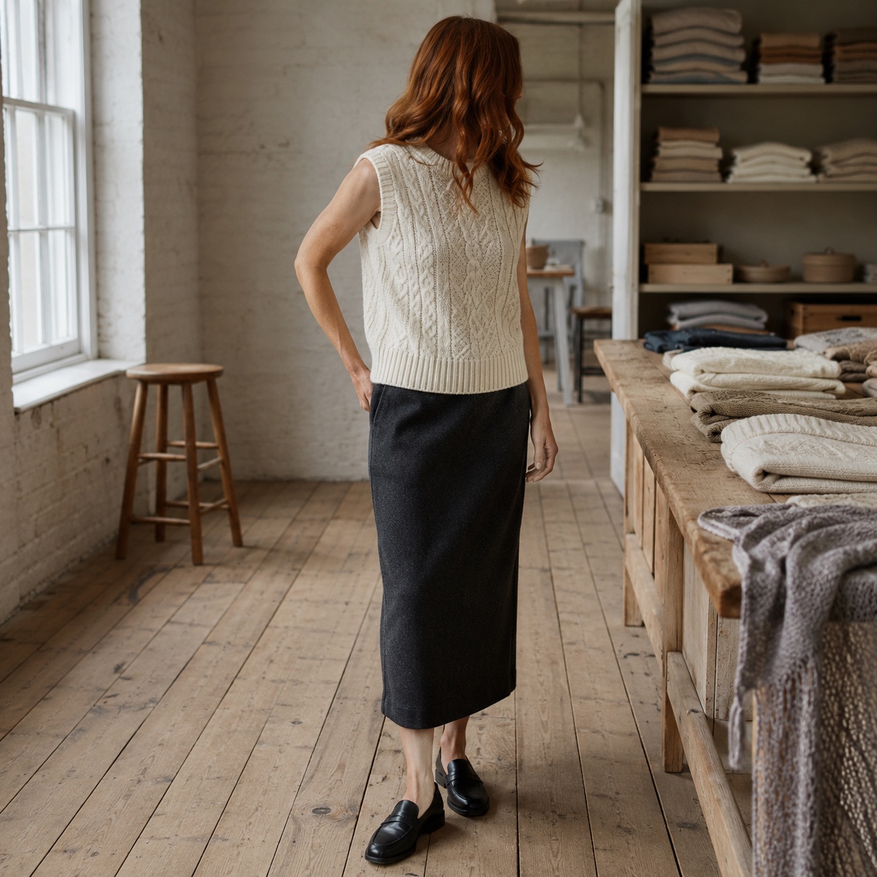 Eddisbury Cable Knit Vest Eddisbury Cable Knit Vest — WOOL BARN knitwear, product photograph