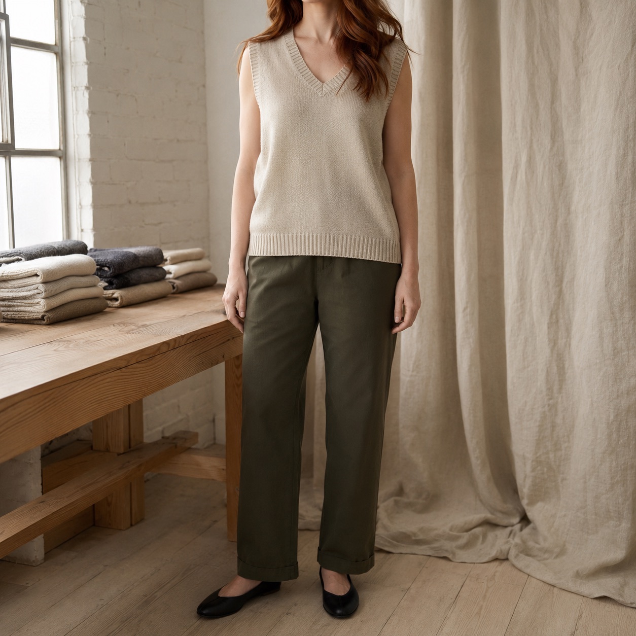 Pentre V-Neck Knit Vest — WOOL BARN knitwear, product photograph
