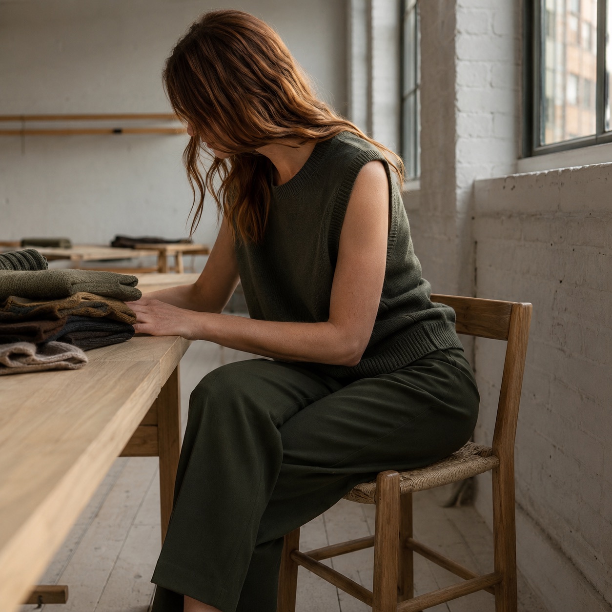 Hartley Sleeveless Knit Vest — WOOL BARN knitwear, product photograph