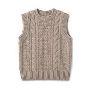 Hartley Cable Knit Vest — product shot, laid out flat (Knitted Vests).
